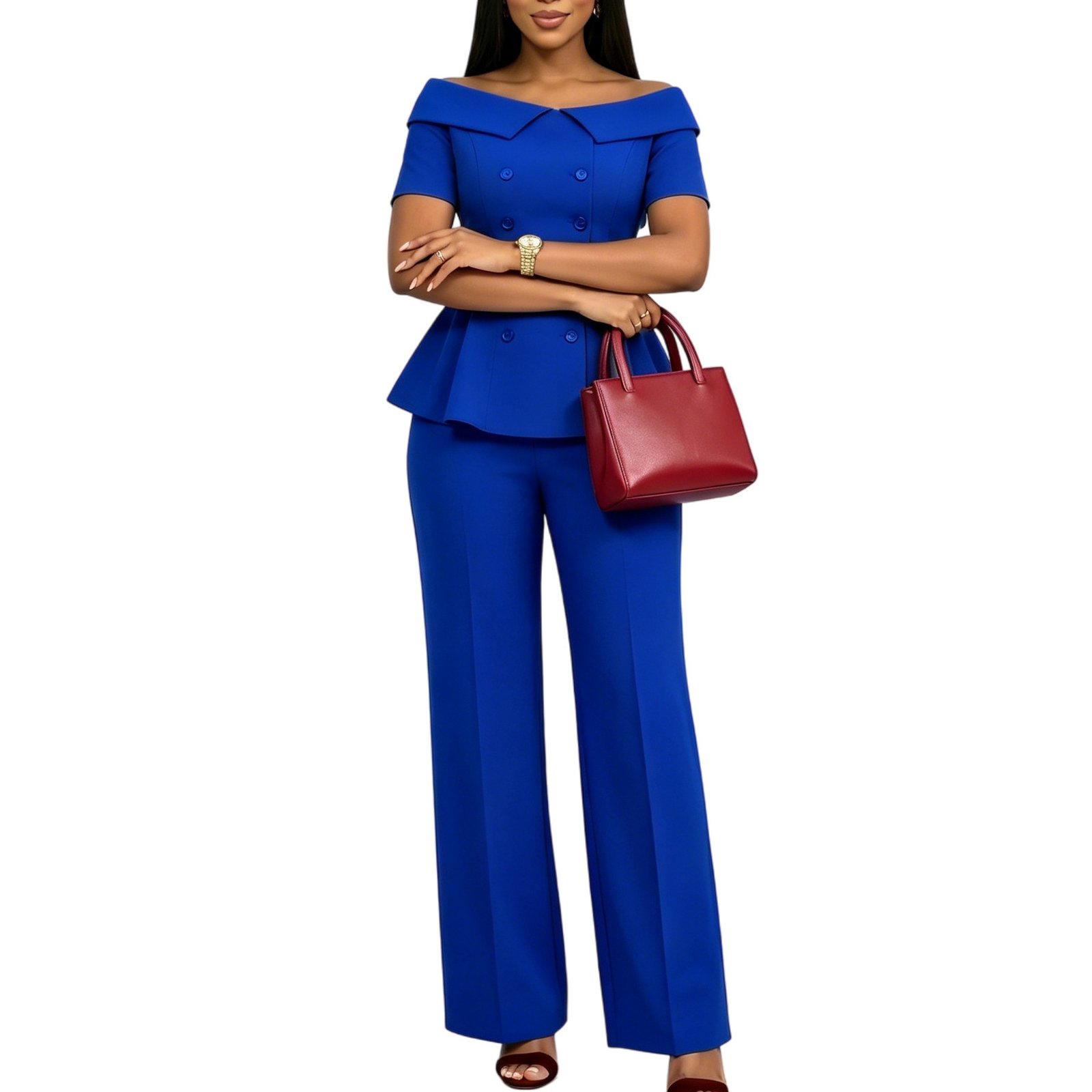 Off-shoulder Short-sleeve Casual Set - Image 6