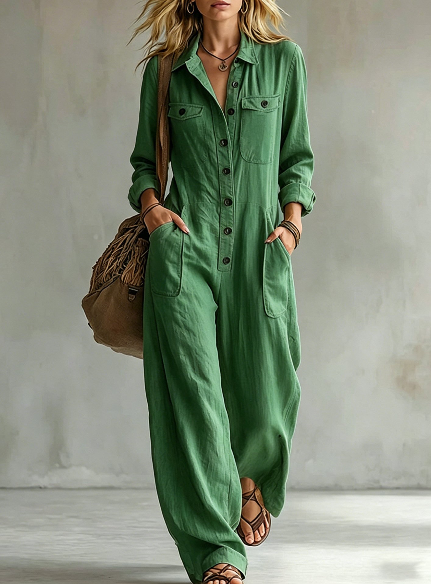 Women's Linen Casual Jumpsuit - Image 8