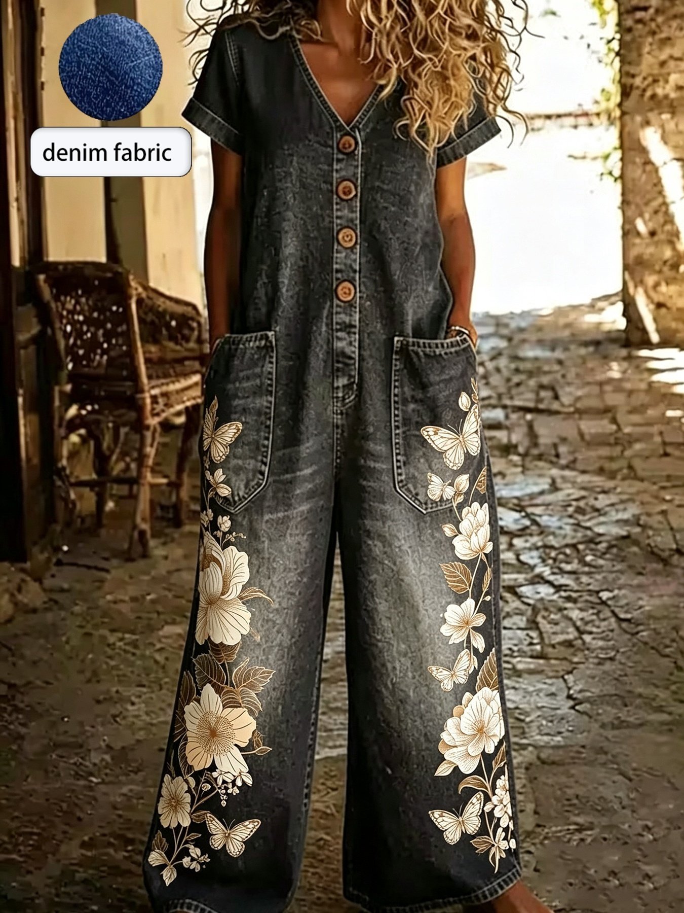 Short Sleeves Casual One-piece Wide-leg Jumpsuit - Image 7