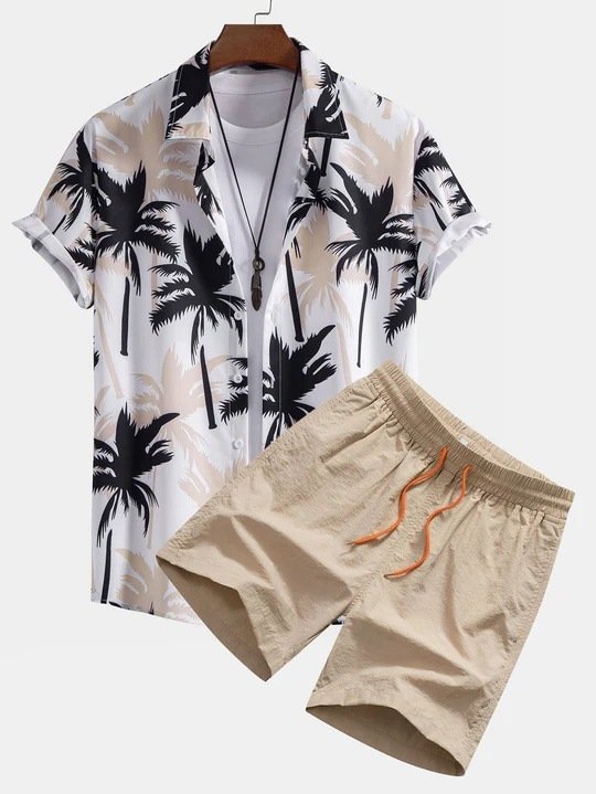 Casual Men's Print Shirt Set - Image 2