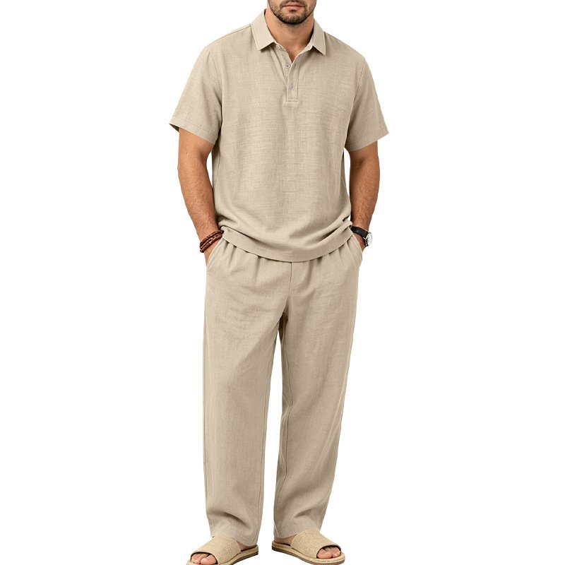 Men's Linen Short-sleeve Top And Trousers Set - Image 9
