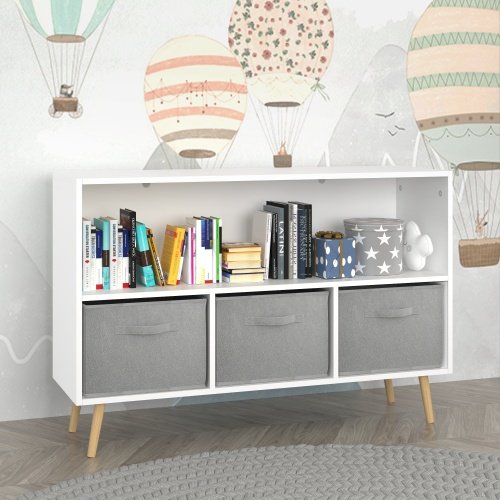 Fiberboard Children's Bookshelf With Foldable Fabric Drawers - Image 5