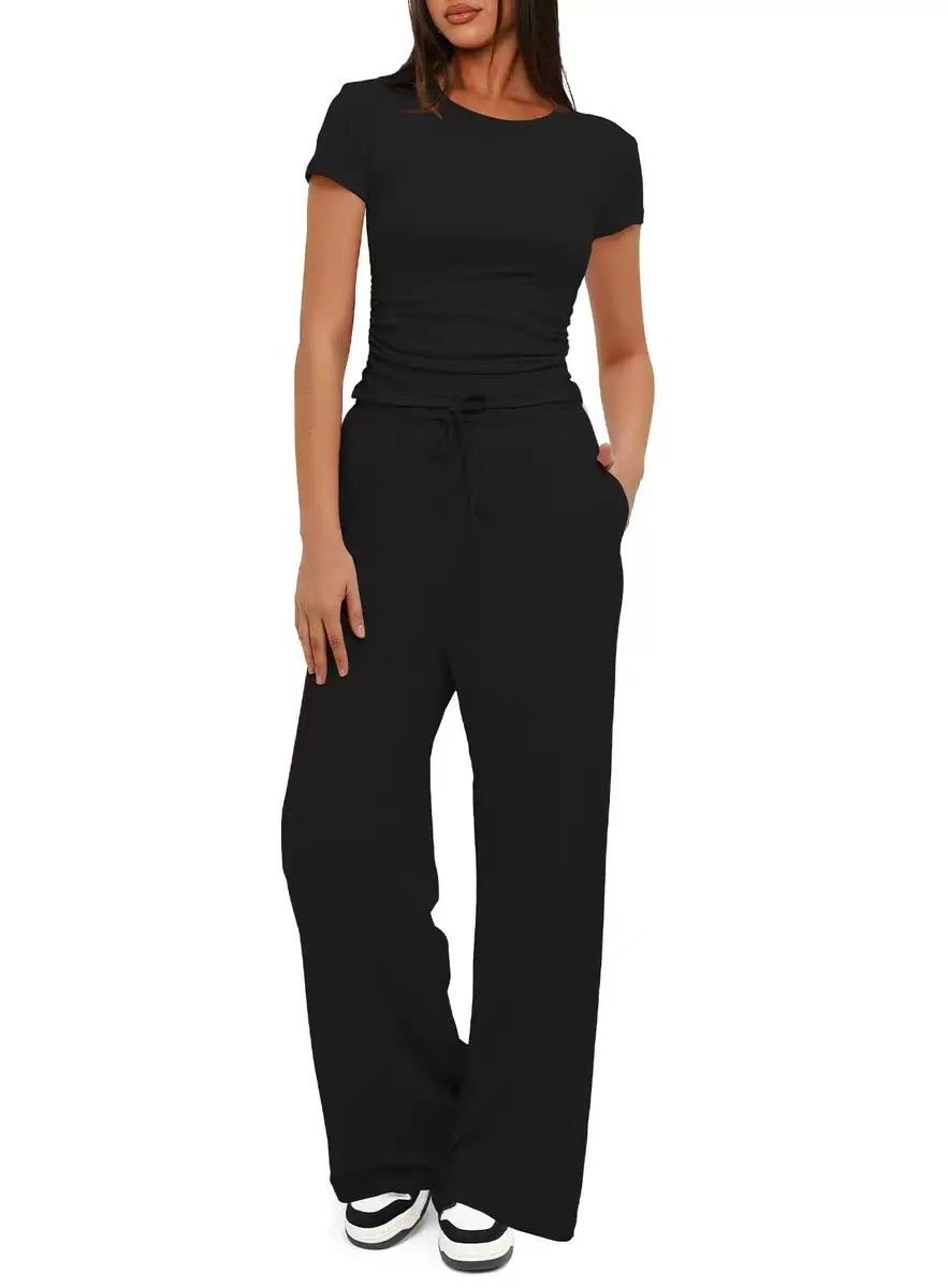 Two-Piece Casual Set With Wide-Leg Pants - Image 4