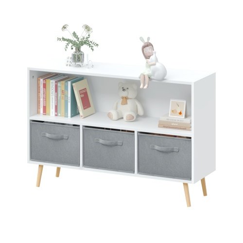 Fiberboard Children's Bookshelf With Foldable Fabric Drawers - Image 10