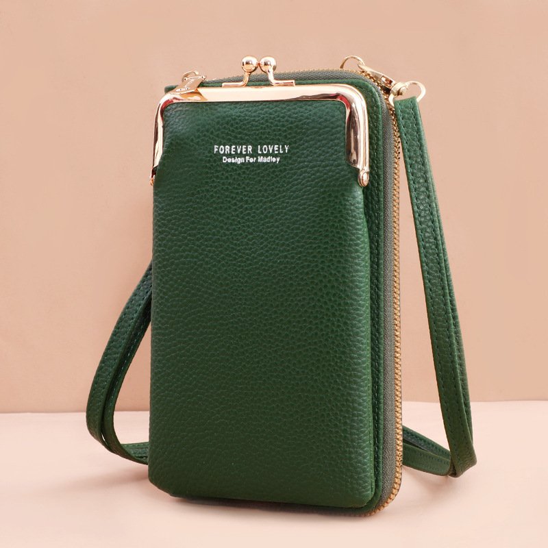 Mobile Phone Bag With Lock Design Korean Style Fashion Lychee Pattern Crossbody Bags For Women - Image 8