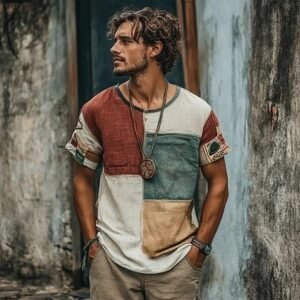 Printed Crewneck Short-Sleeve Top