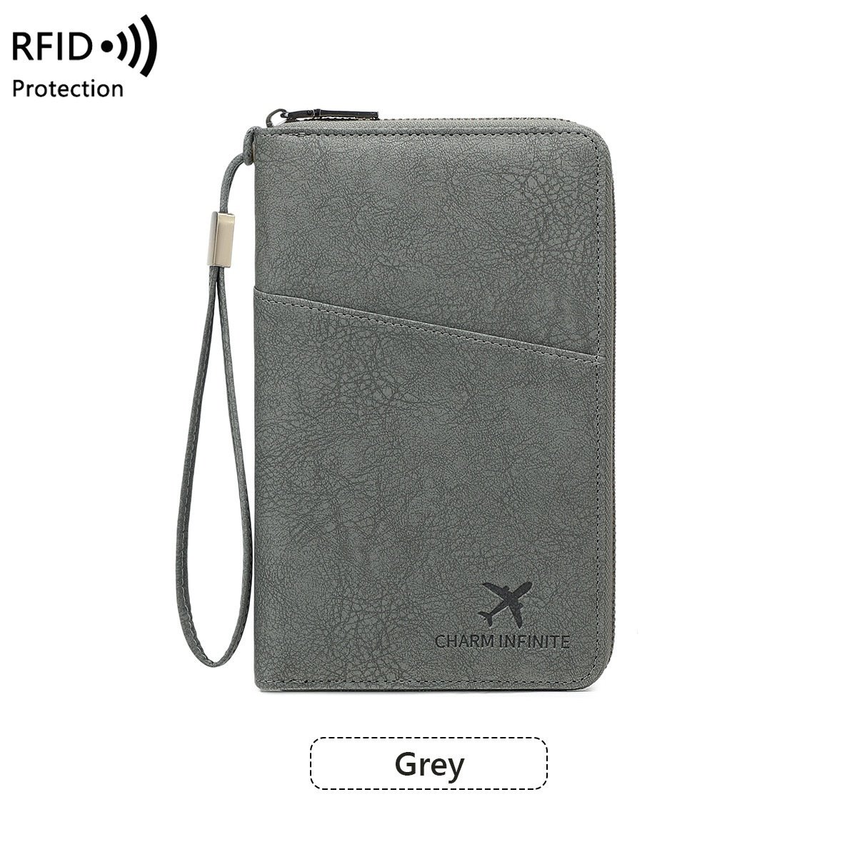 Cross-border RFID-blocking Passport Holder Long-style Zippered Passport Case Multi-functional Travel Document And Ticket Organizer - Image 2