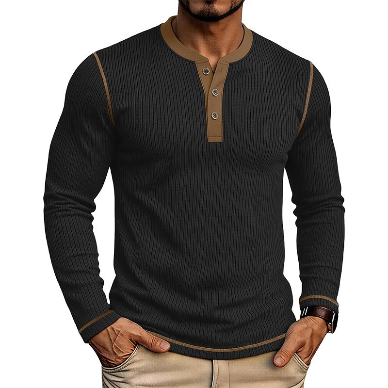Men's Long-sleeve Henley Sweater - Image 4