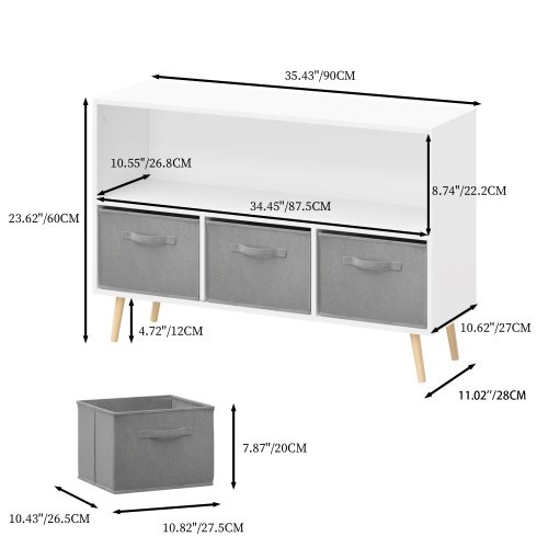Fiberboard Children's Bookshelf With Foldable Fabric Drawers - Image 3