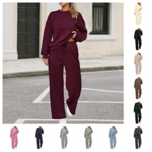 Women's Two-Piece Long-Sleeved Wide-Leg Trousers