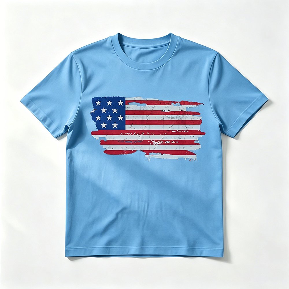 Flag-print Crew-neck Short-sleeve T-shirt - Image 6