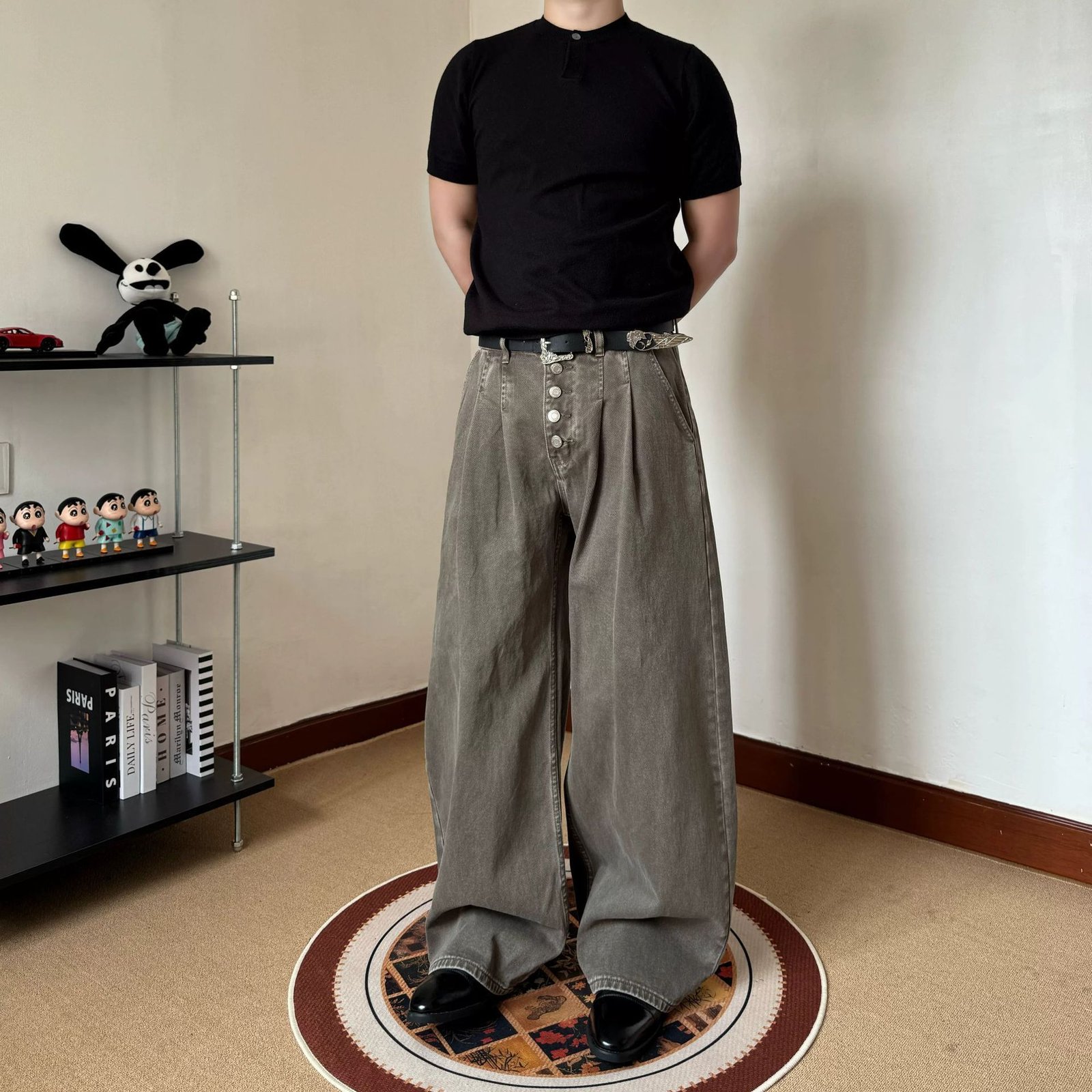 Retro Loose-fit Straight-leg Mens Pants - Image 6