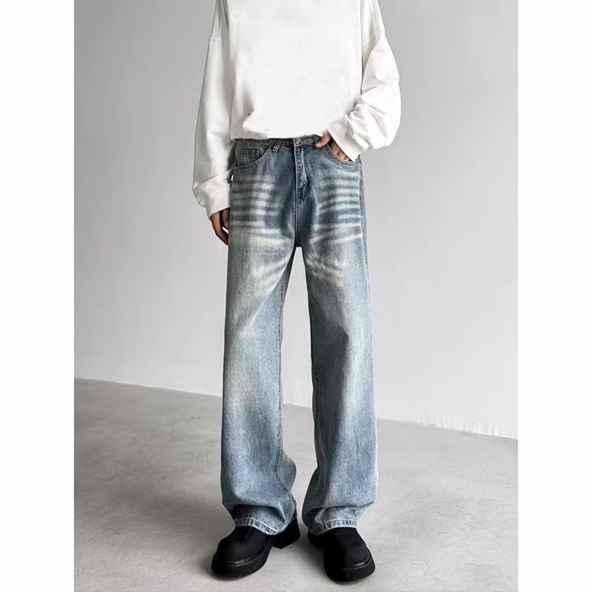 Distressed Loose Straight-leg Pants - Image 4