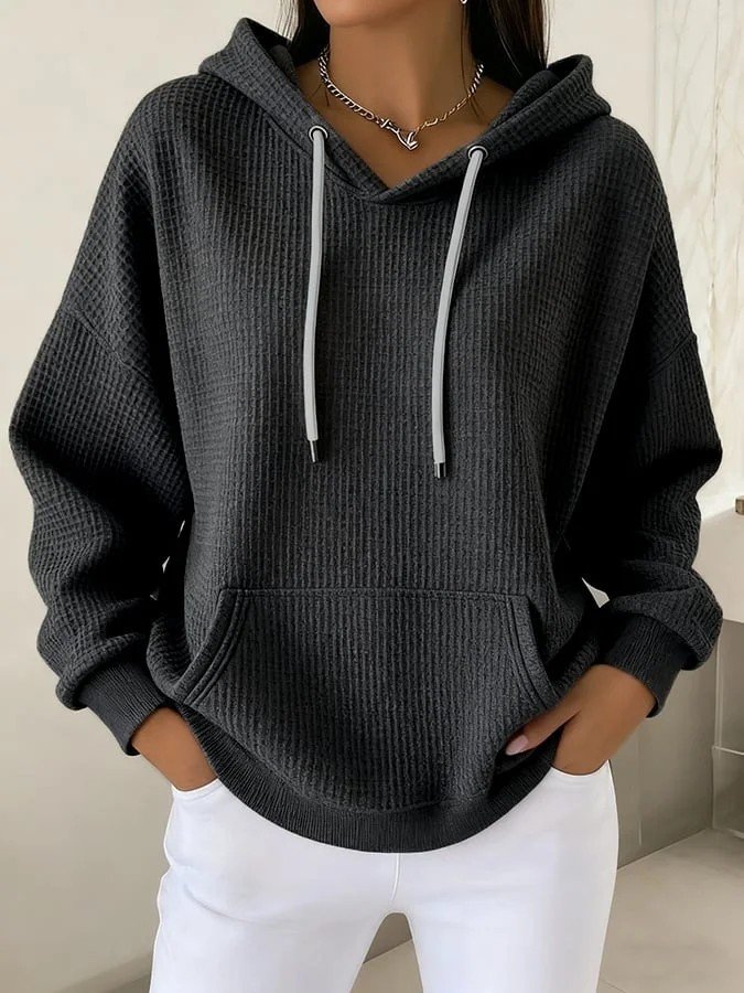 Casual Drawstring Hooded Long-sleeve Sweatshirt - Image 6