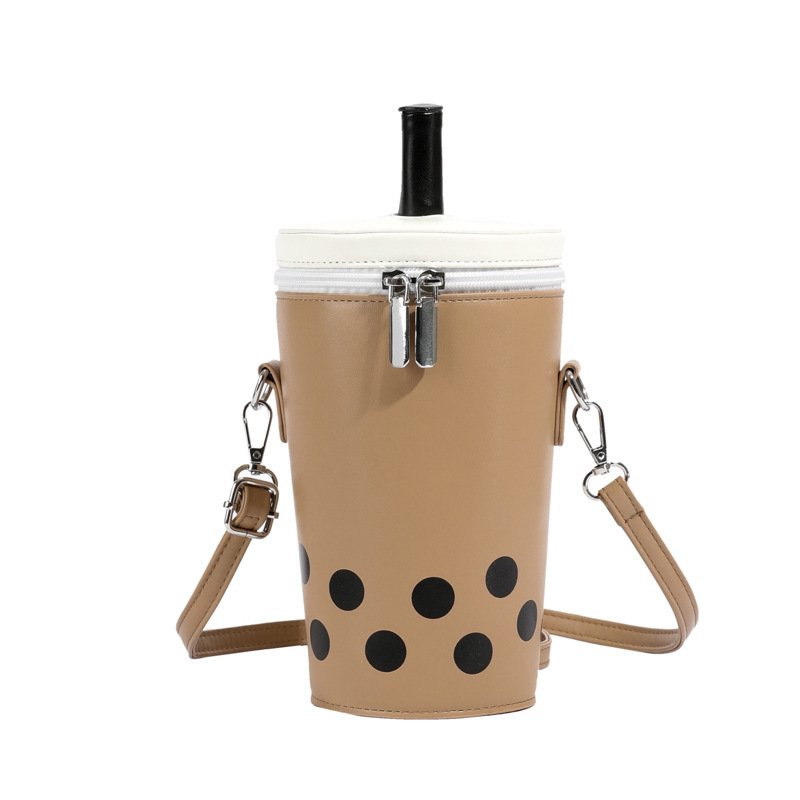 Milk Tea Personalized Small Bags Women's New Fashion Messenger Phone Bag Cute Girl Bucket Backpack - Image 3