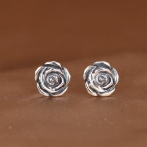 Silver Stud Earrings Chic And Minimalist Instagram-style Rose Flower Ear Accessories