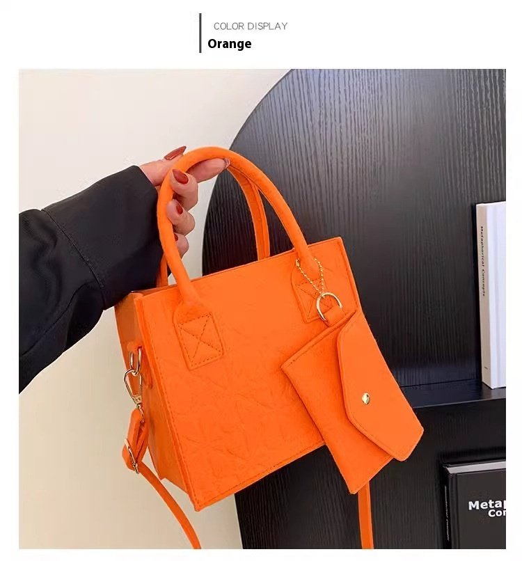 Simple Small Handbag Women's Fashion Felt One Shoulder Combination Bags - Image 6