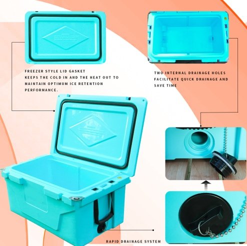 Hot Selling Blue Color 65QT Outdoor Cooler Fish Ice Chest Box Popular Camping Cooler Box - Image 6