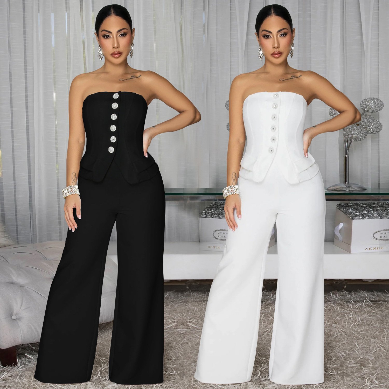 Women's Strapless Backless Jumpsuit