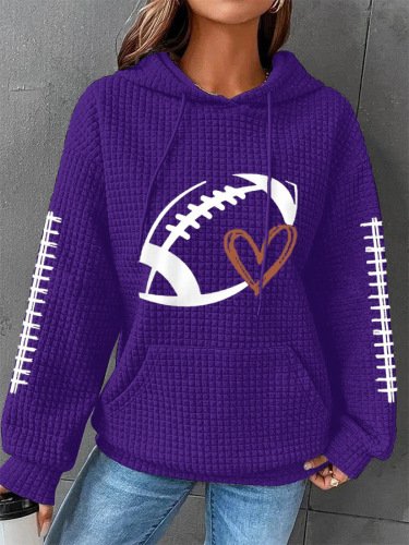 Women's Fashionable Hooded Waffle Sweater - Image 2
