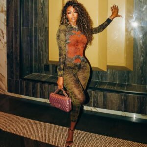 Women's Printed Long-sleeved Jumpsuit