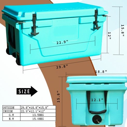 Hot Selling Blue Color 65QT Outdoor Cooler Fish Ice Chest Box Popular Camping Cooler Box - Image 10