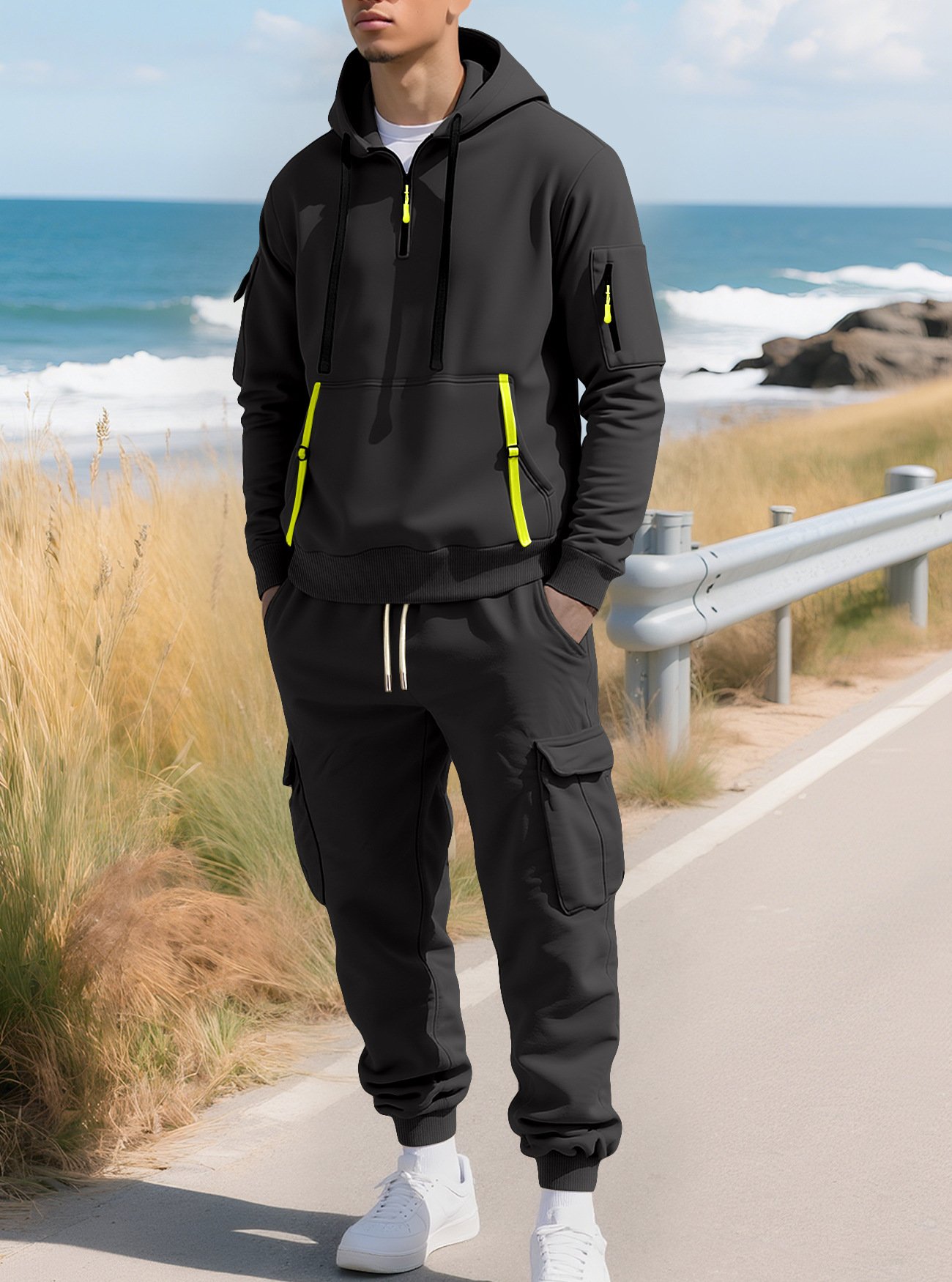 Mens Fleece-Lined Sweater Top And Pants Set - Image 6